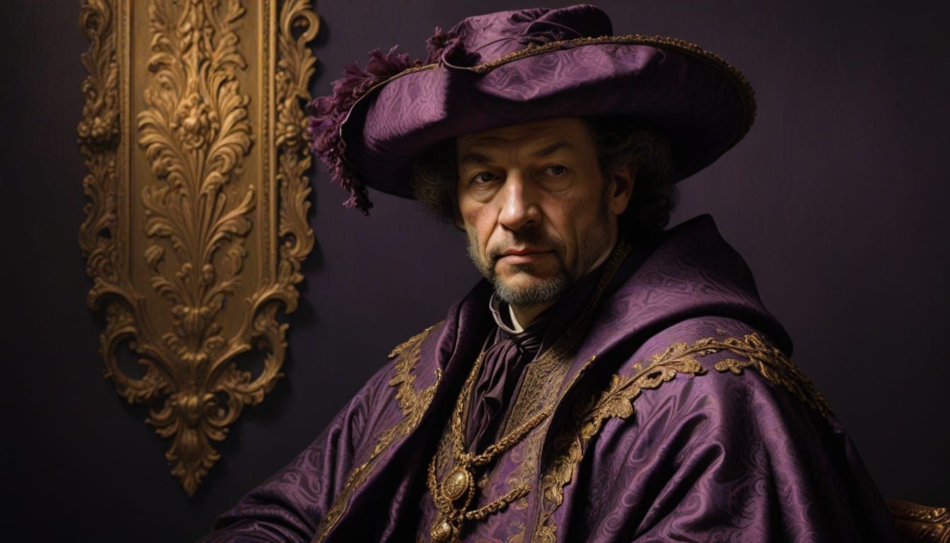 Dignified Nobleman in Rich Purple Attire