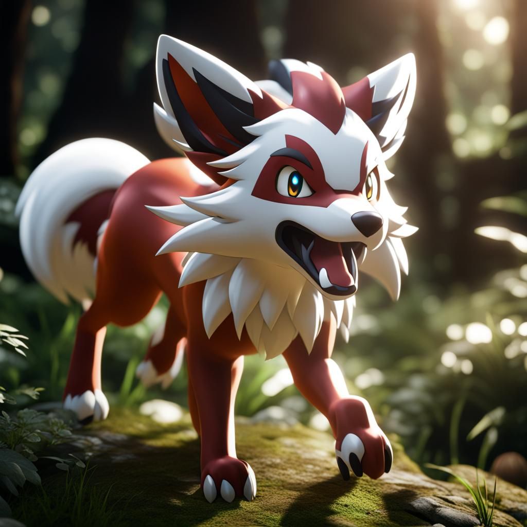 Hyperdetailed Lycanroc Pokémon in 8k Resolution