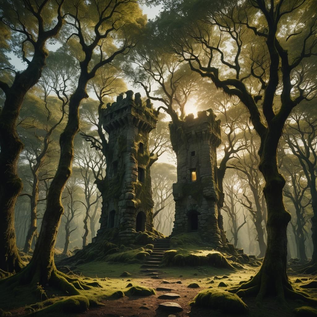 Wizard's Tower Ruin in Dark Forest Clearing