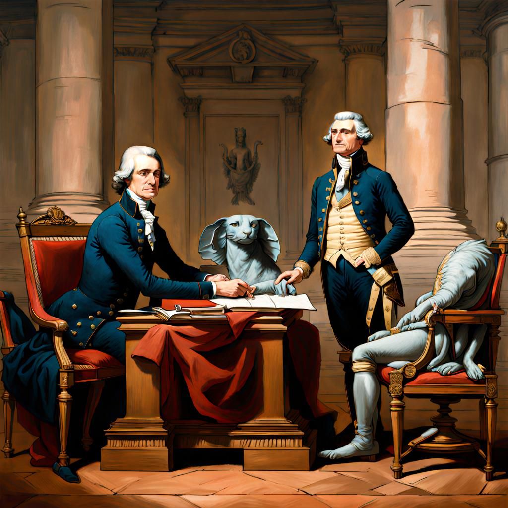 Jefferson and Napoleon Sign Louisiana Purchase Treaty