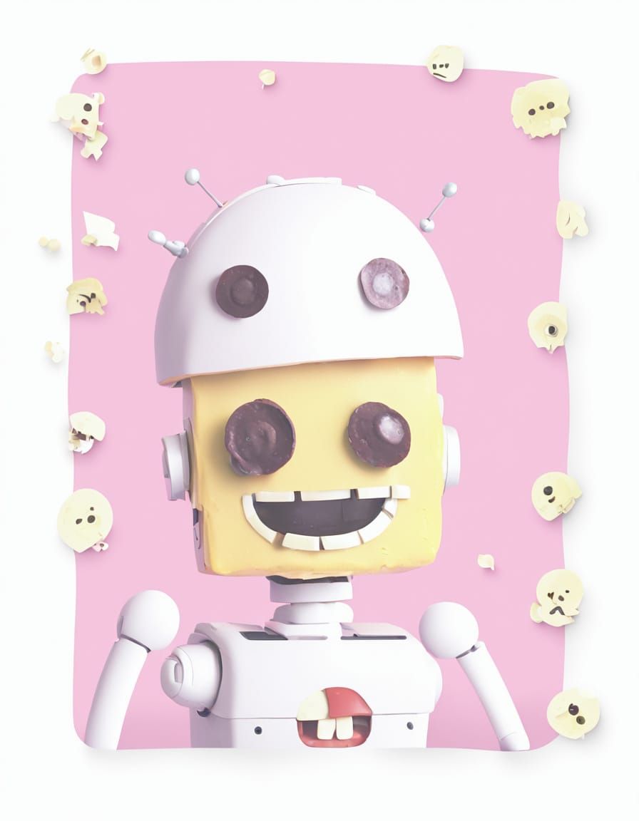 Glitching Claymation Robot with Mushroom Infection