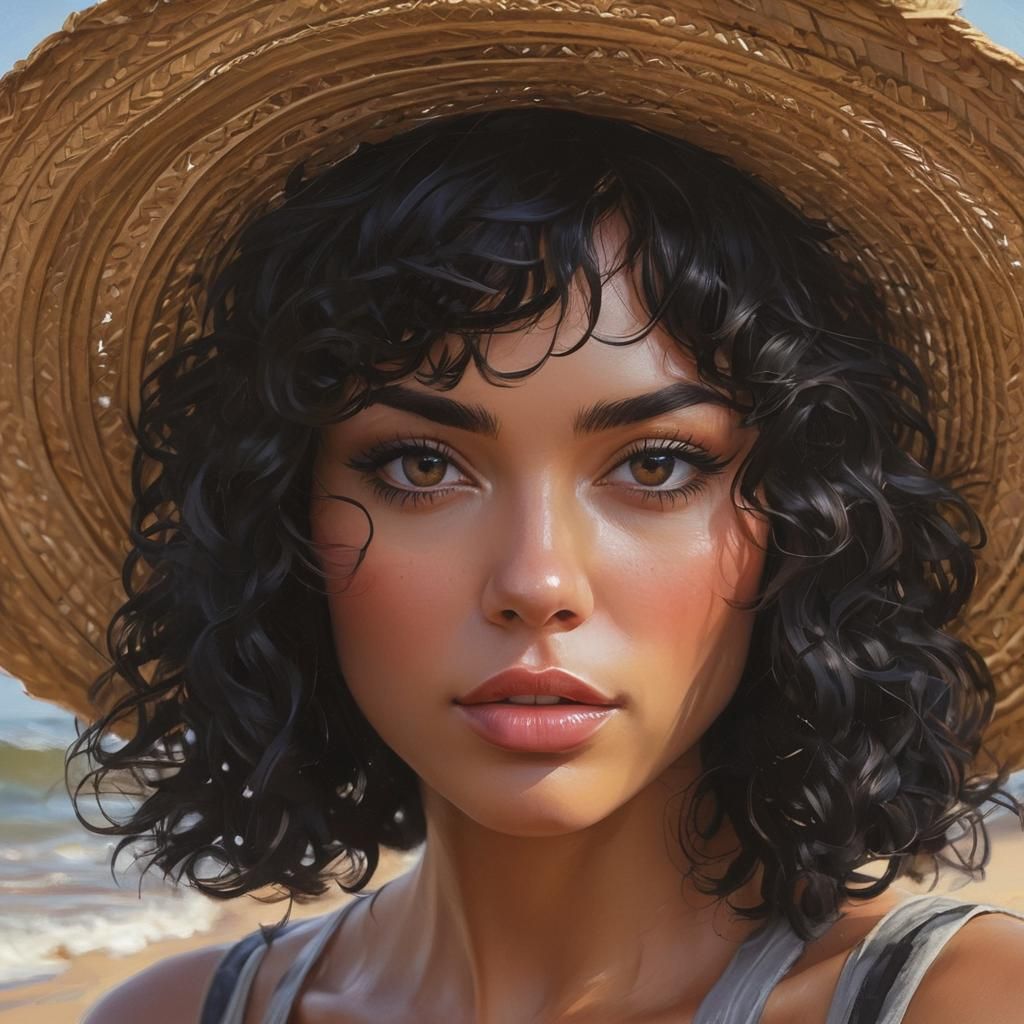 Palette Knife Oil Painting: Girl on Beach