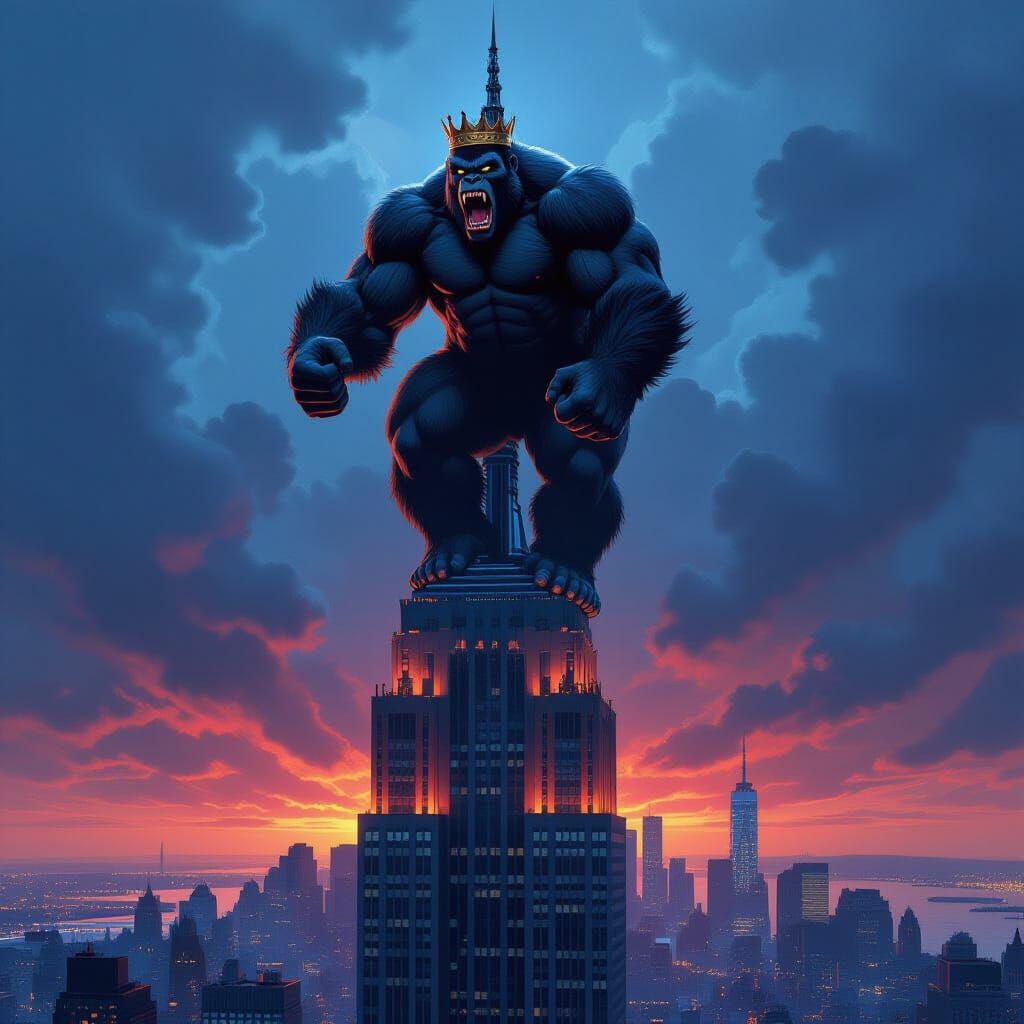 Donald Trump as King Kong Climbs Empire State Building