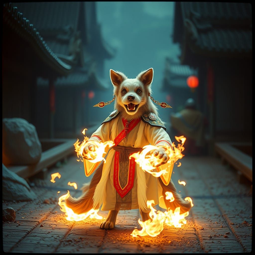 Mystical Dog Psion in Fantasy World