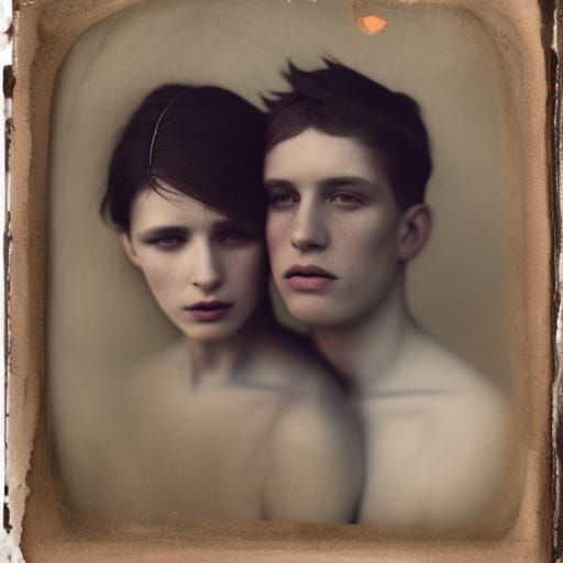 Vintage Style Portrait of a Cotton Candy Couple