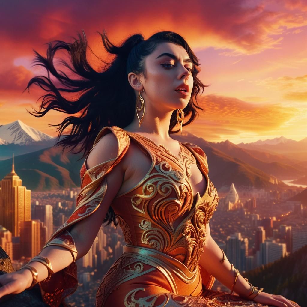 Charli XCX Sings Over Mystical Cityscape at Sunset