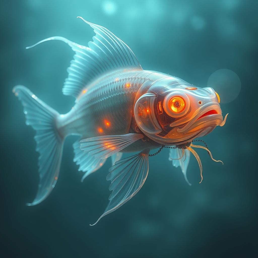 Ghostpunk Translucent Fish Spectre in Acrylic Style