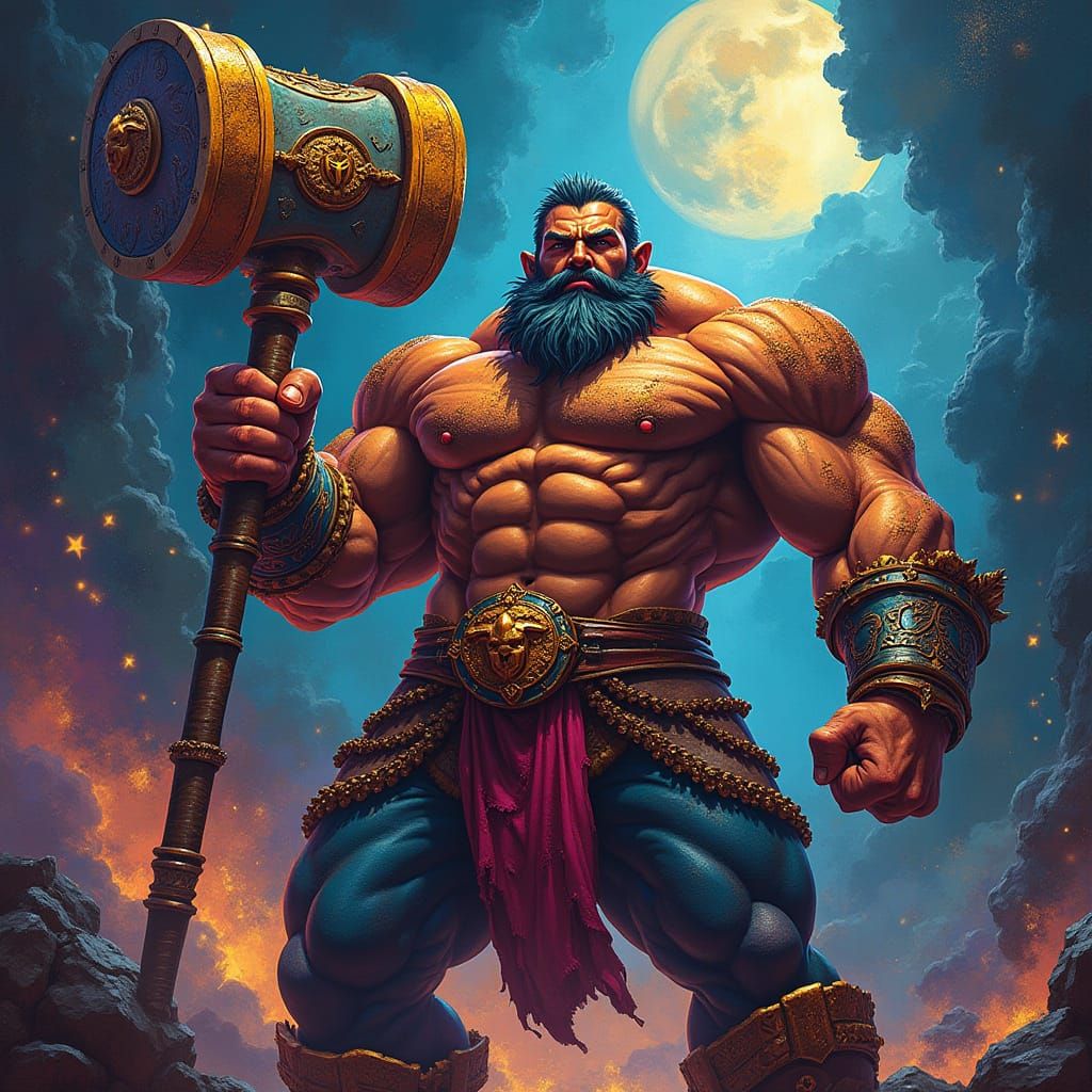 Vibrant Warrior in Epic Art Deco Style