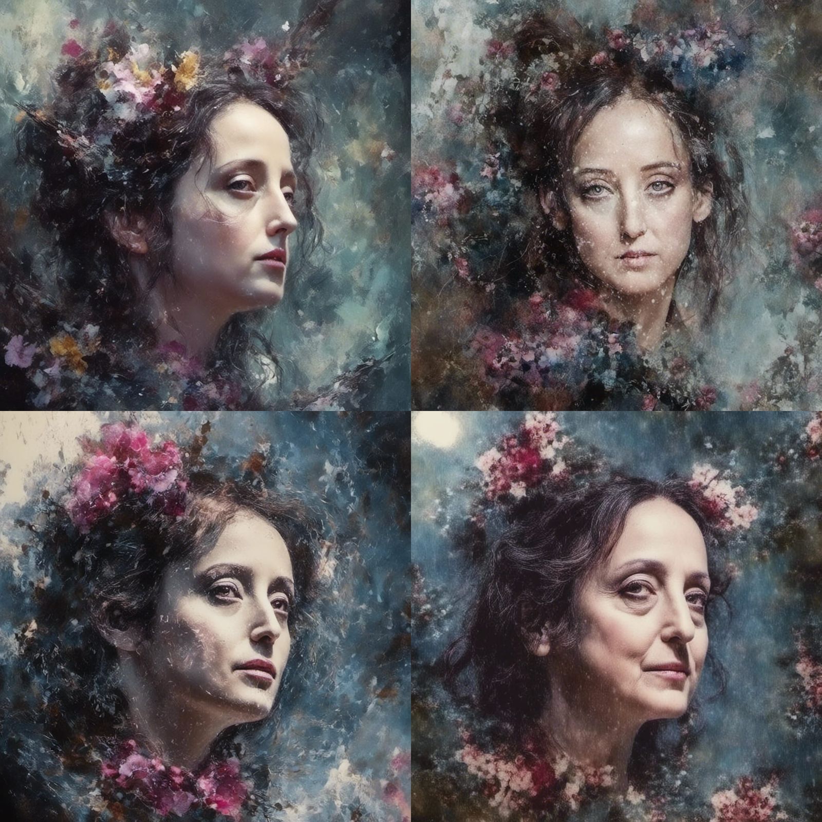 Forest Head Moon Double Exposure in Watercolor Style