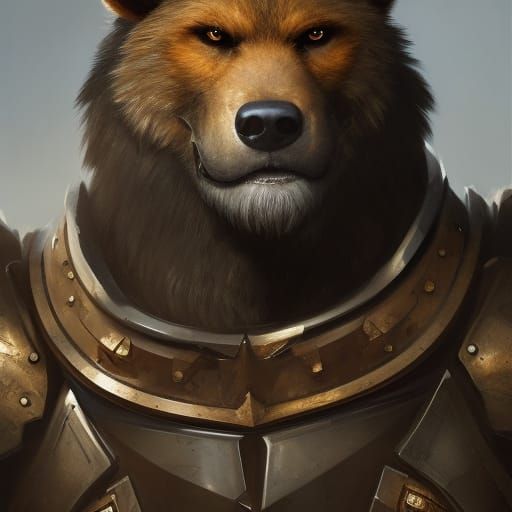Gnoll in Heavy Armor Portrait, Trending Artstation