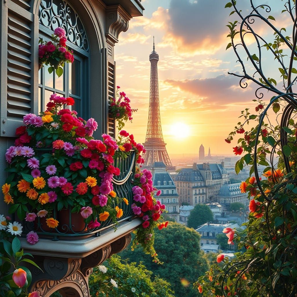 Parisian Whimsy: A Fantastical Balcony Scene