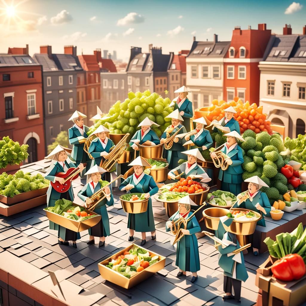 Brass Band Salad, Origami Papercraft Style