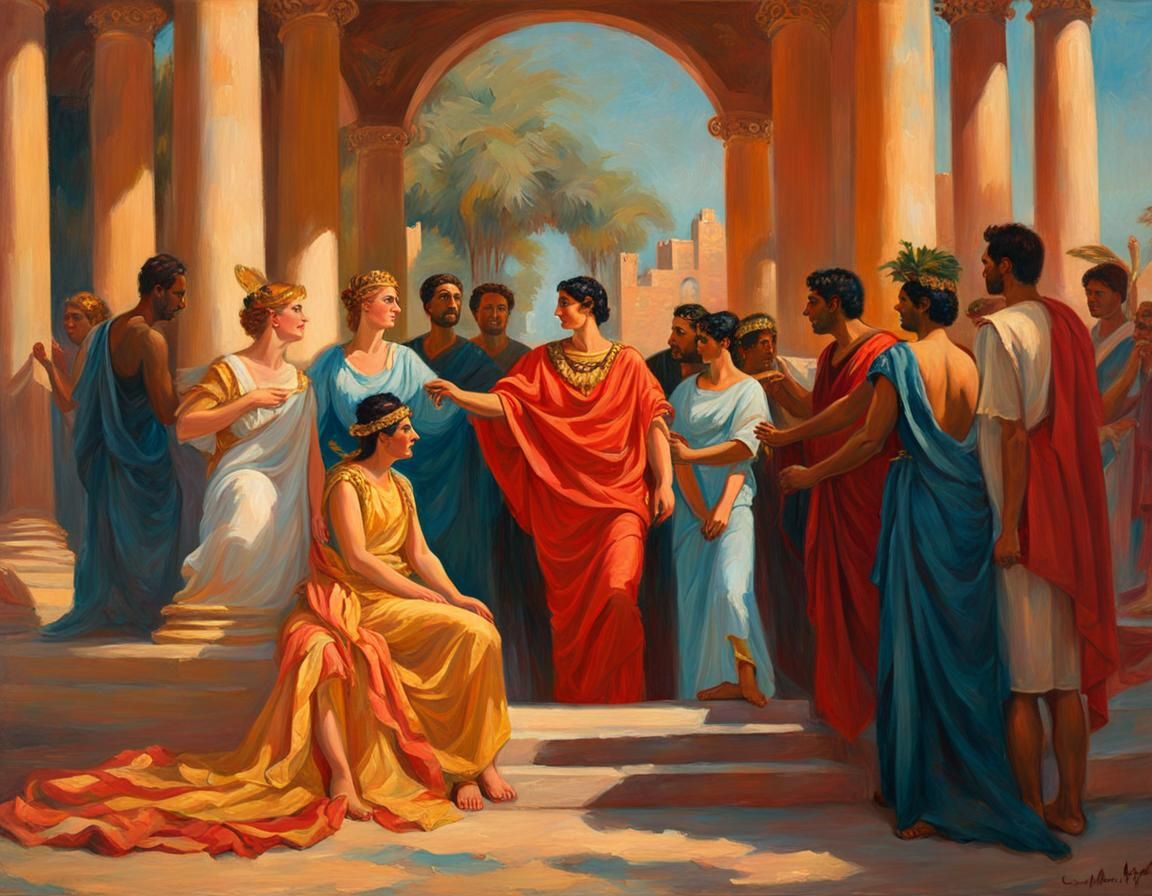 Cleopatra as Aphrodite Meeting Mark Antony: Neo-Impressionis...