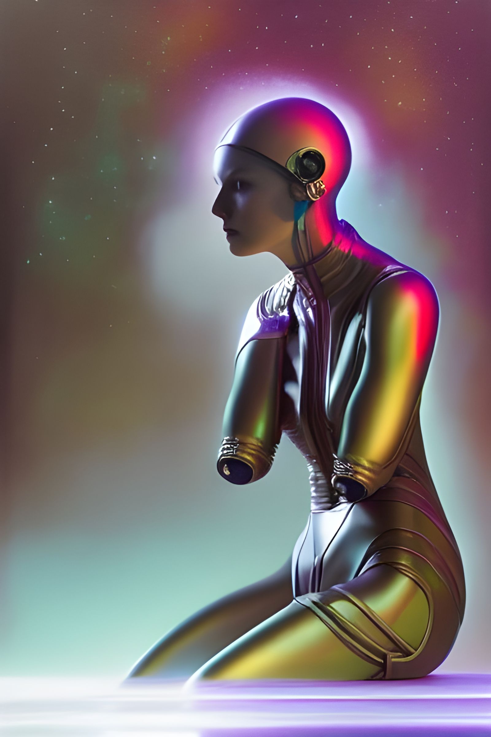 Cyber-Robot Thinker in Titanium Colors