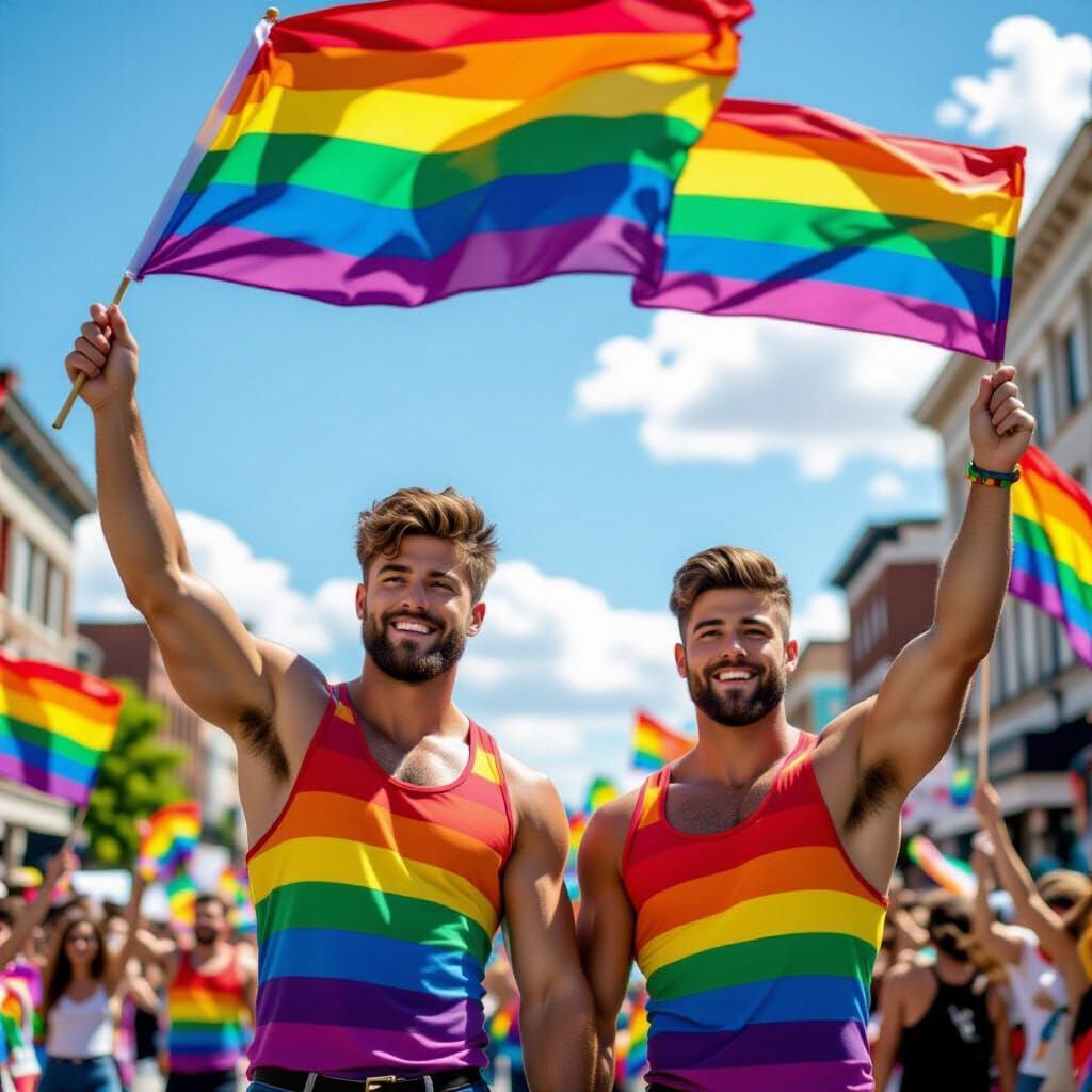 Joyful Gay Pride Parade Celebration