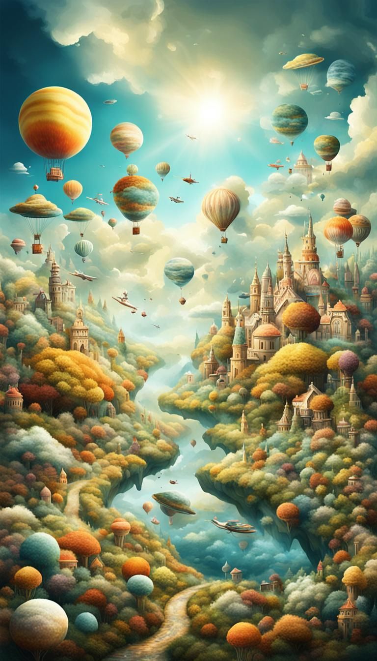 Bizarre Surreal Dreamscape with Whimsical Elements