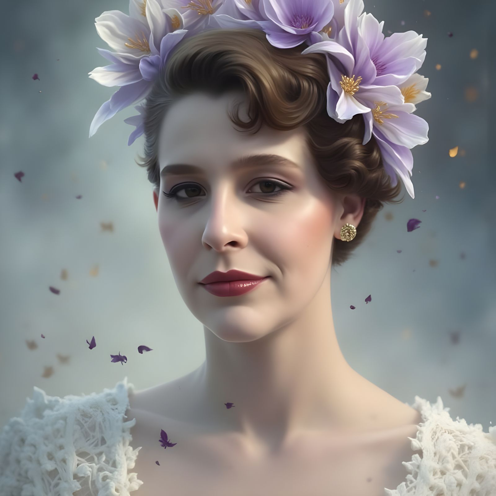 Hyperrealistic 1920s Woman with Intricate Design Head Portra...