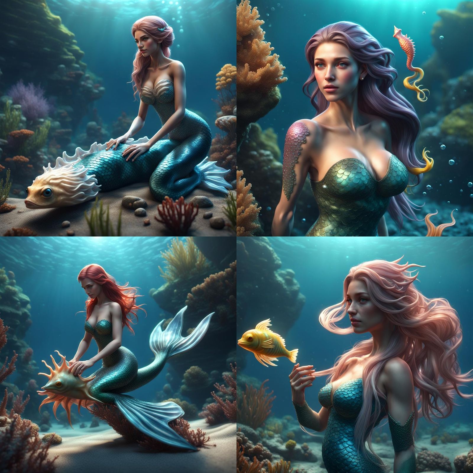 Mermaid and Sea Slug in Detailed 3D Rendering