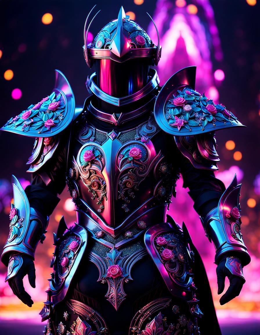 Starlit Knight of Cosmic Kingdom in Cyberpunk Style
