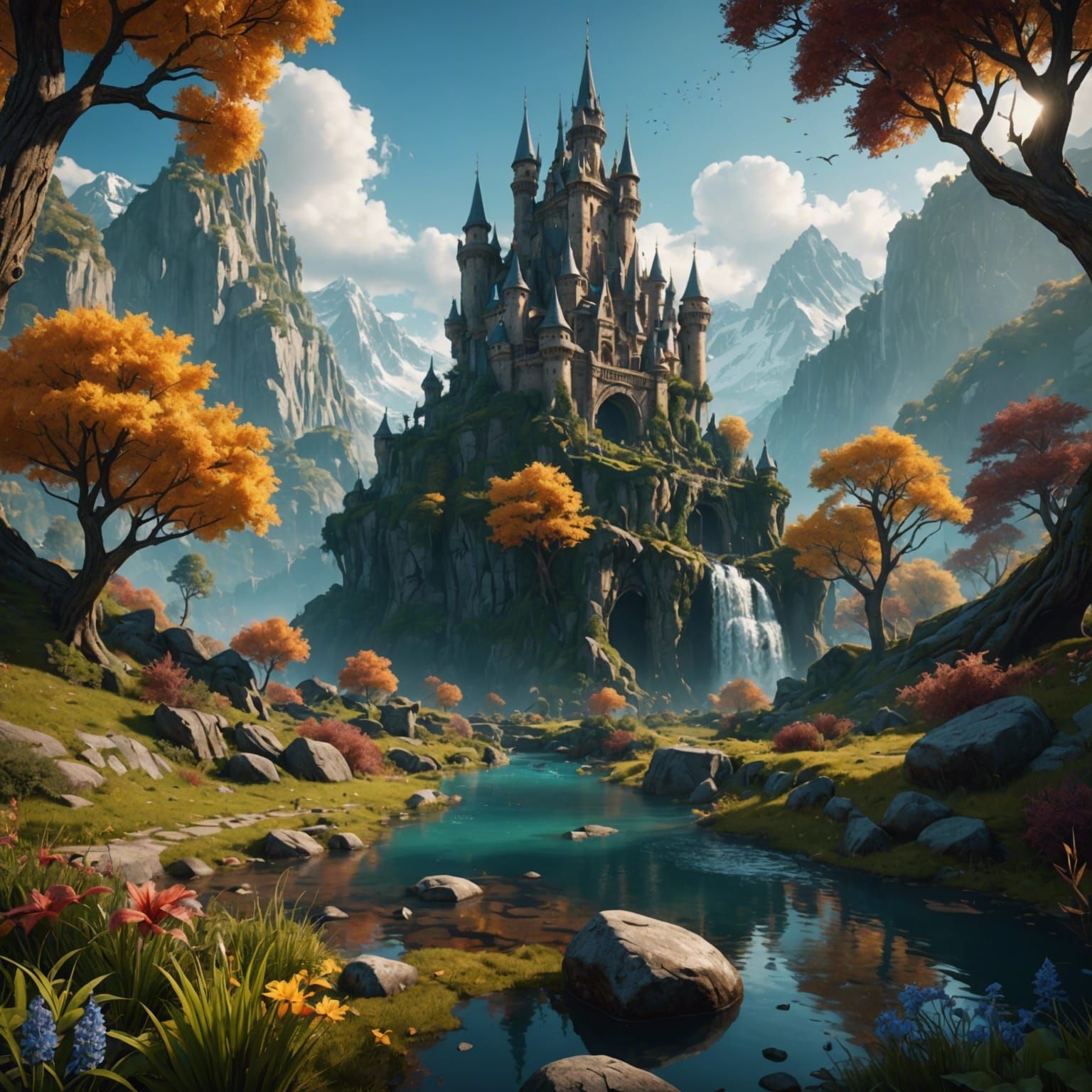 Fantastical Nature Scene in Detailed Matte Painting