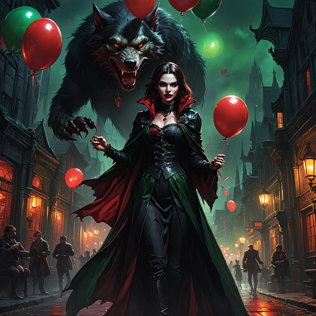 Vampire and Werewolf Dark Fantasy Art