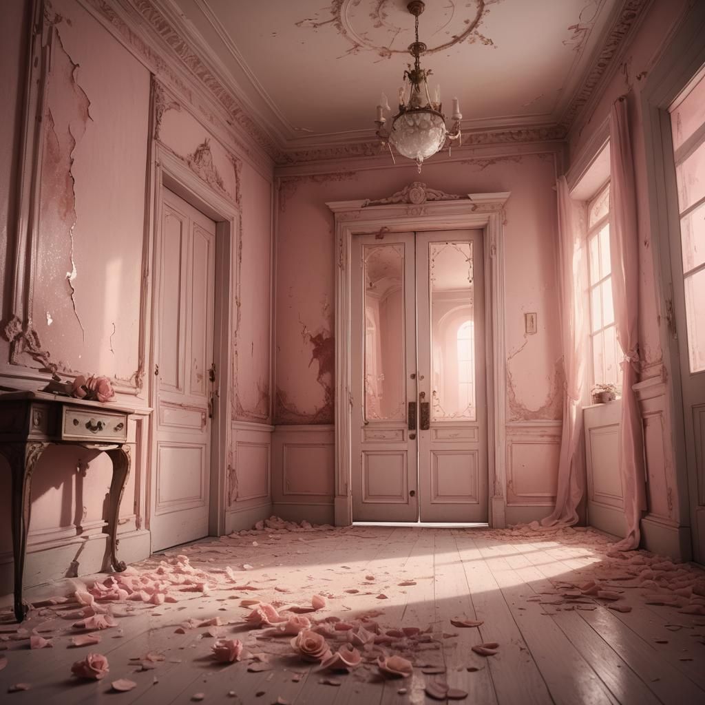 Abandoned Pink Bedroom in Dreamy Pastel Colors
