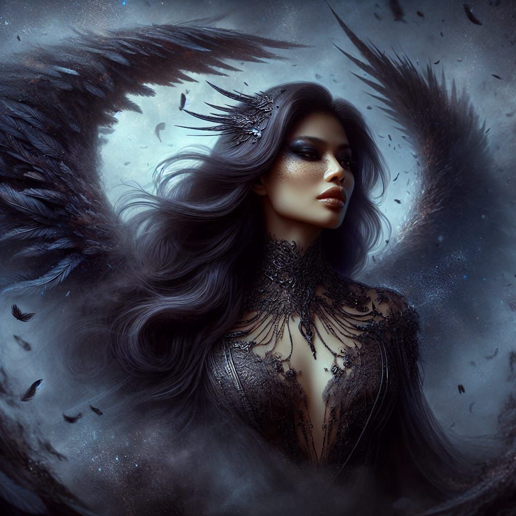 Dark Fallen Angel in Dystopian Twilight