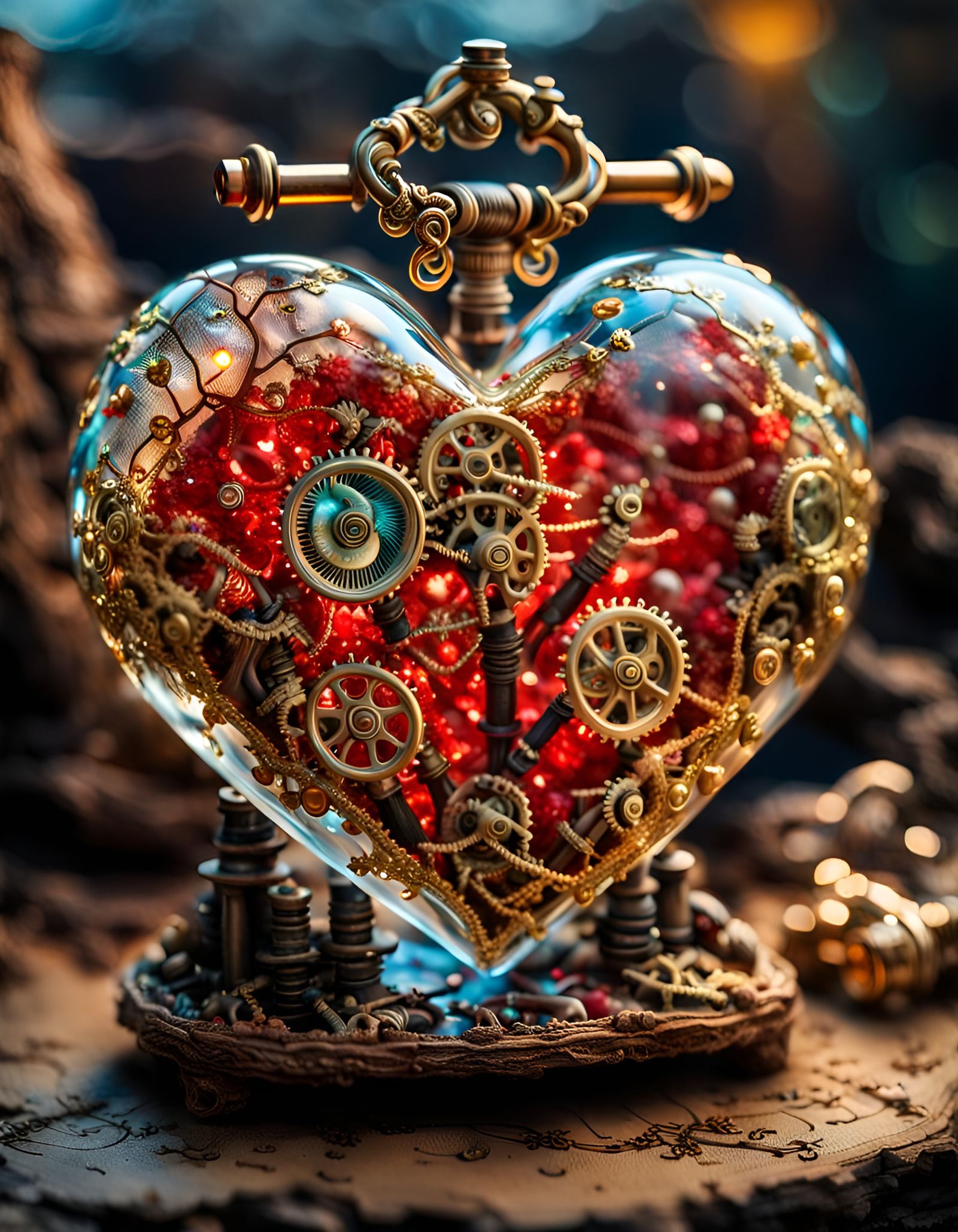 Steampunk Heart with Bioluminescent Details