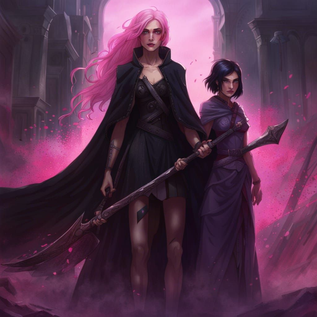 Two Women in a Dramatic Digital Painting