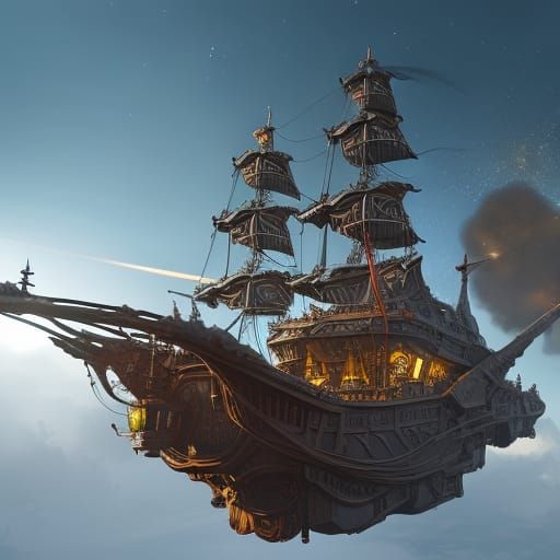 Alien Pirate Ship Flying