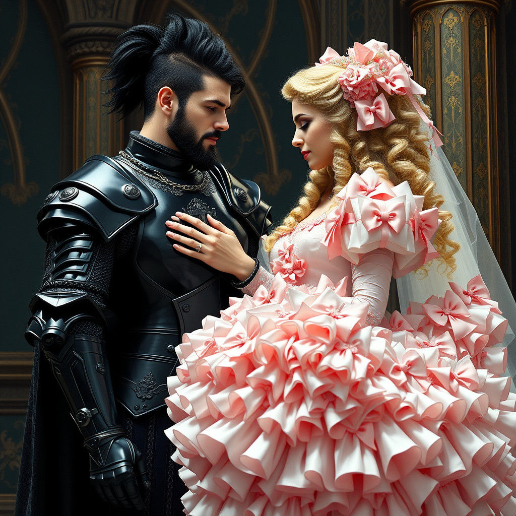 Dark Knight and Princess Wedding in Art Nouveau Style