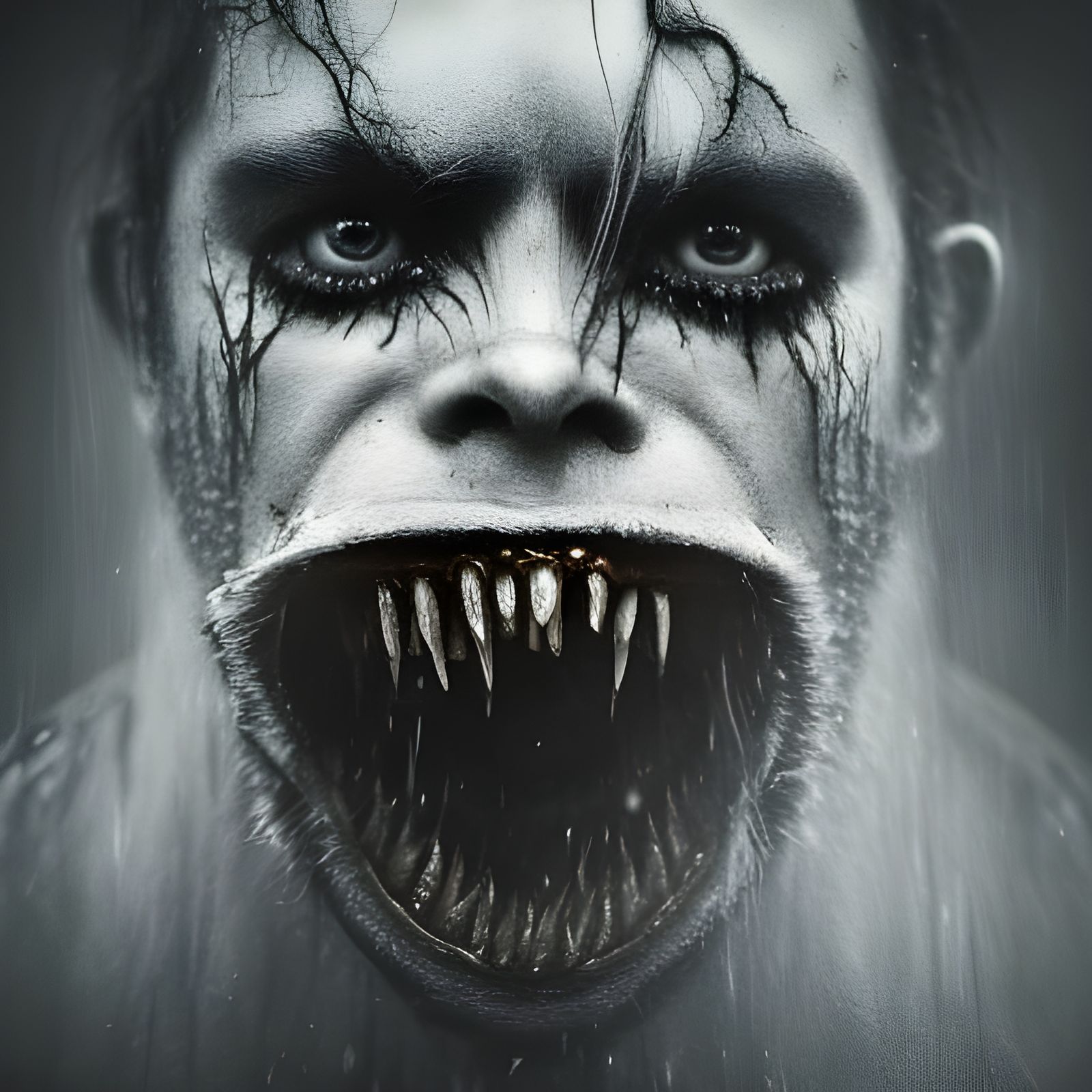 Terrifying Werewolf Portrait in a Horror Landscape