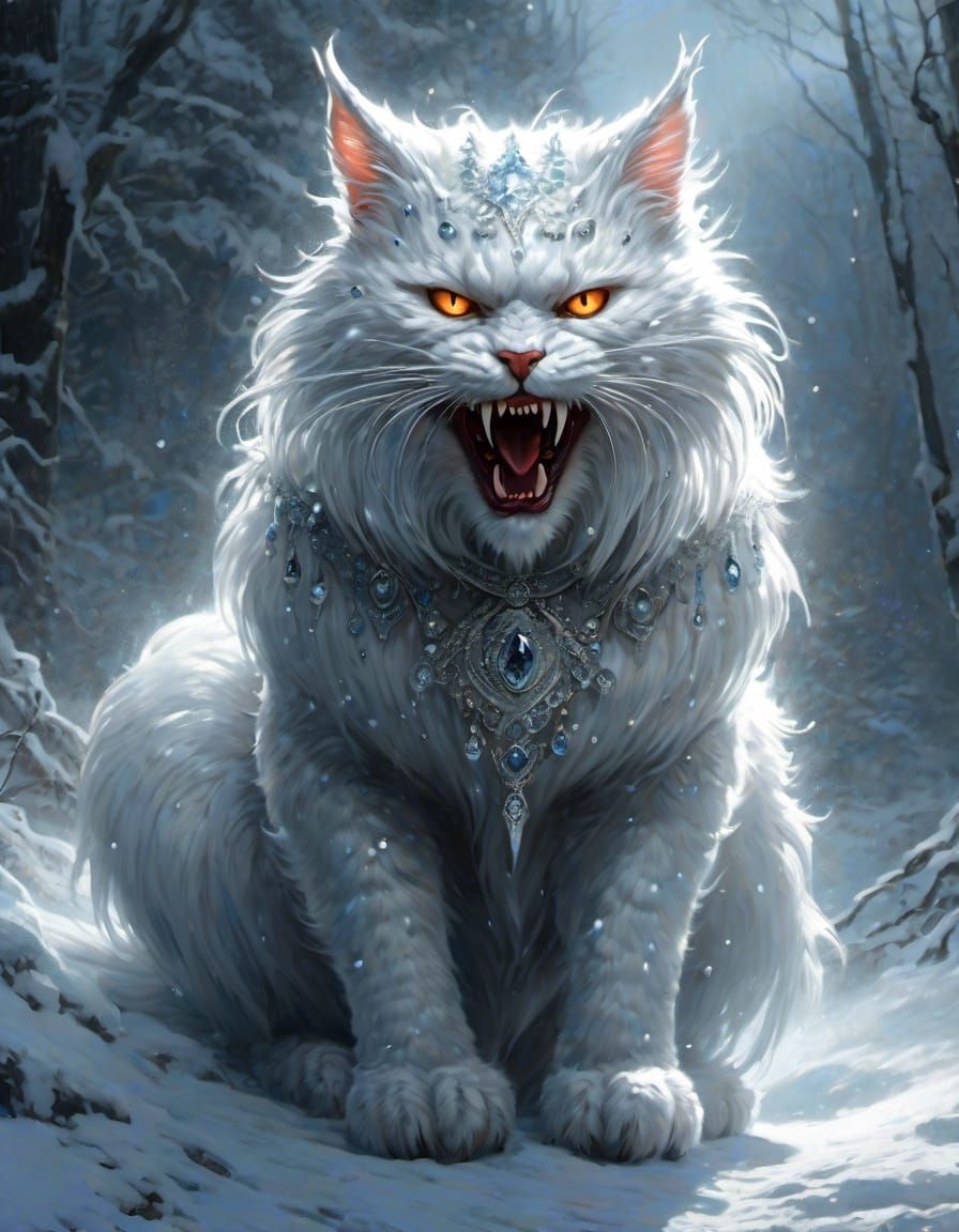 Evil Snow Demon Cat Laughing Insanely