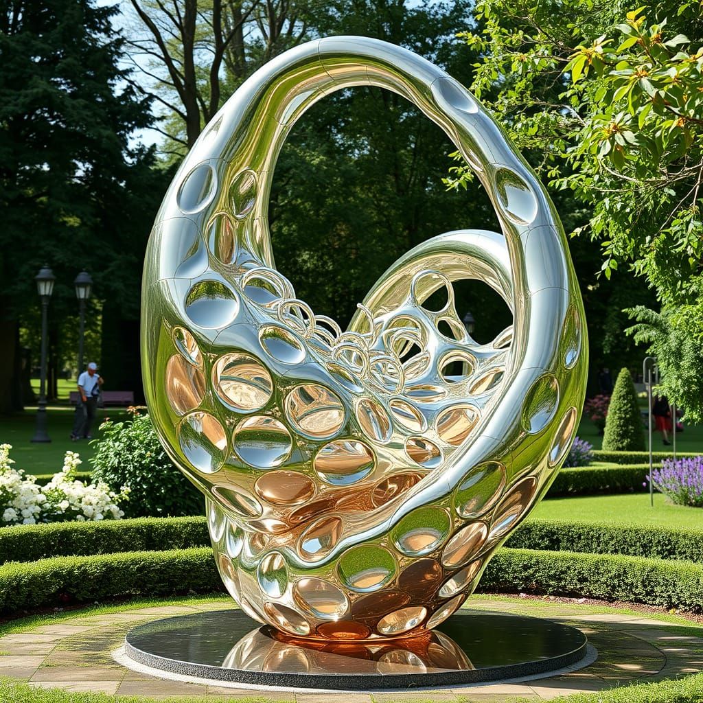 A large sculpture by M.C. Escher and Alexander Calder and Naum Gabo and René Lalique