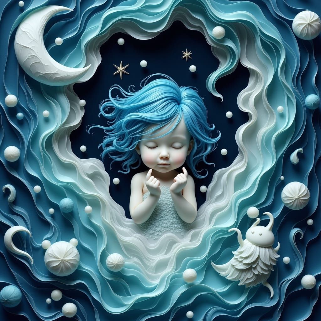 Dreamy Siren in Whimsical Origami World