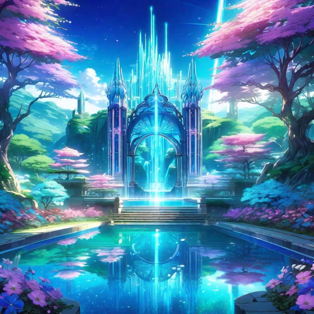 Magical Crystal Pool to Fantasy Fairyland in Anime Style