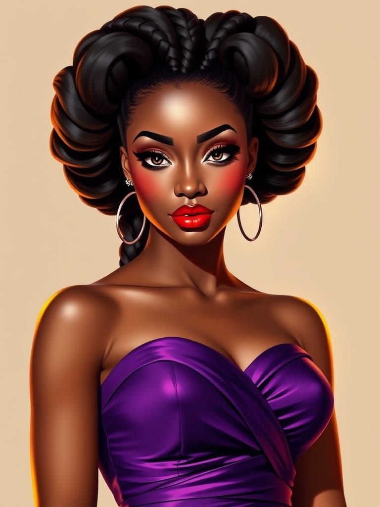 Black Woman in Classic Hollywood Glamour Portrait