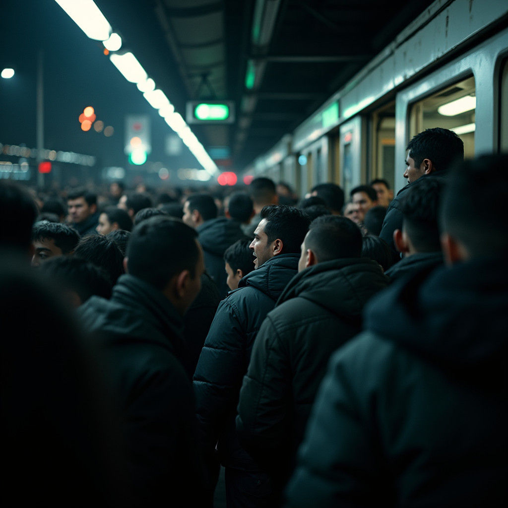 Midnight Commute: Desaturated Urban Platform Scene