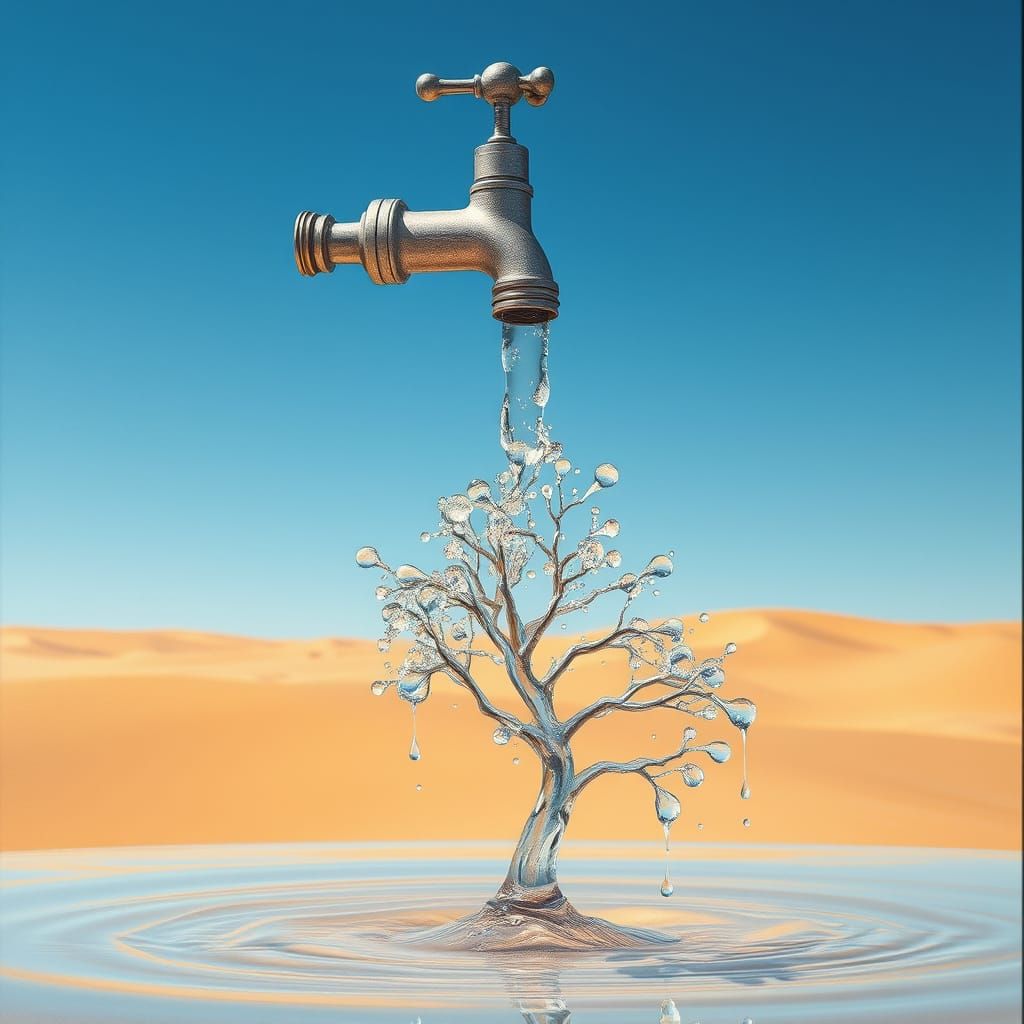Surreal Faucet Waters Translucent Desert Tree