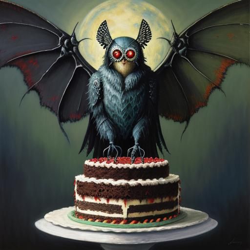 A mothman layered cake