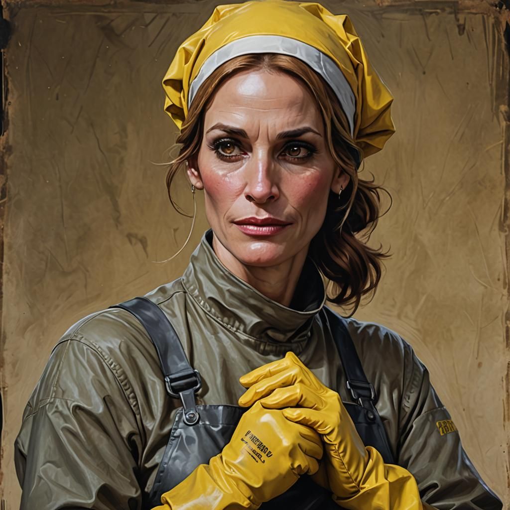 Tired Charwoman Portrait in Hyperdetailed Concept Art Style