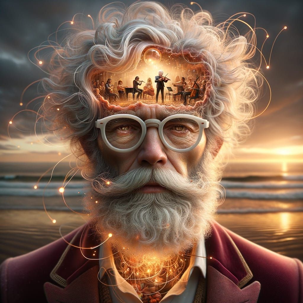 Surreal Portrait: Universe Within an Elderly Man