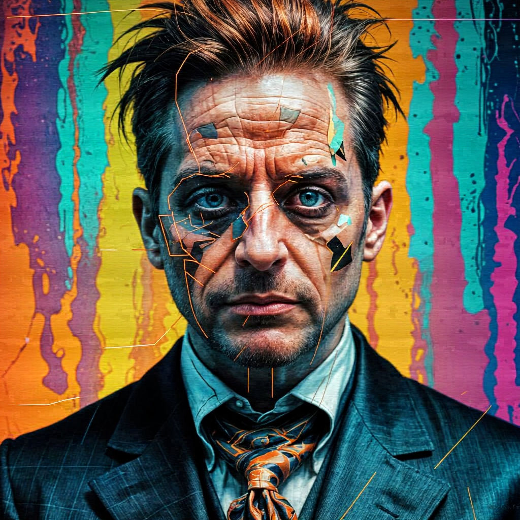 Steampunk Inventor Distorted by Glitch Art Effects