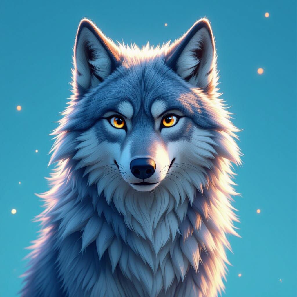Vibrant 3D Wolf in Pixar Style