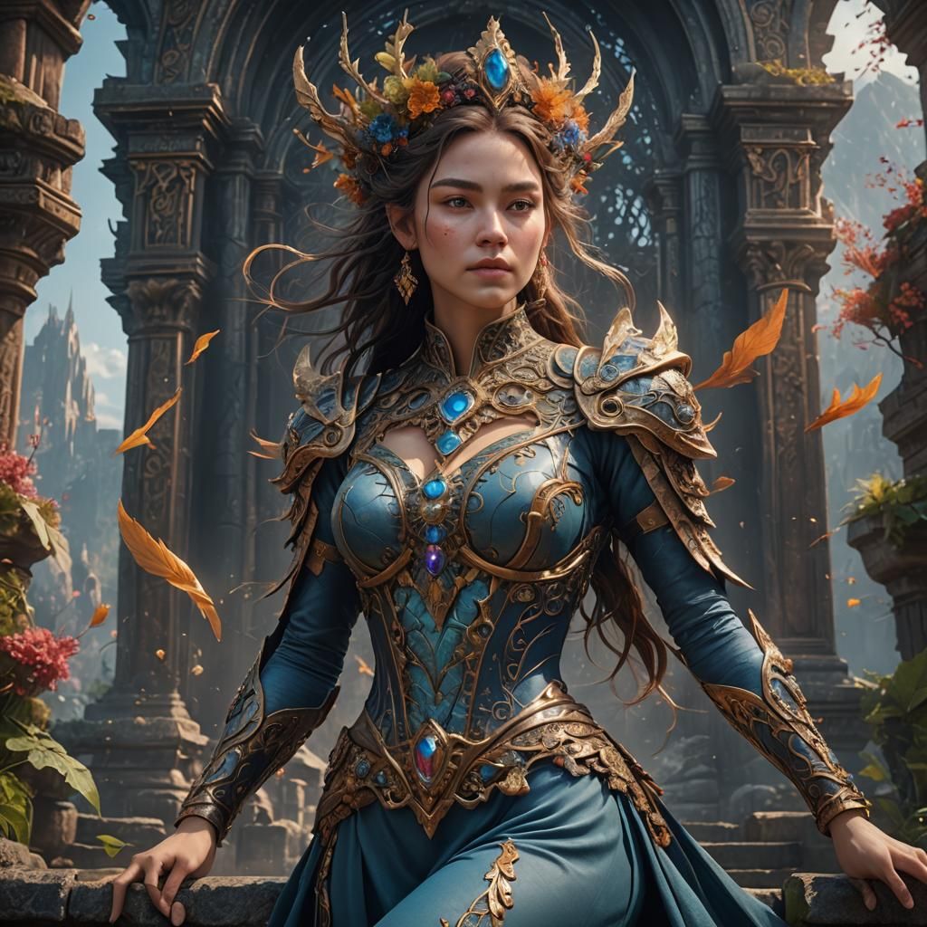 Detailed Matte Painting of a Delicate Woman