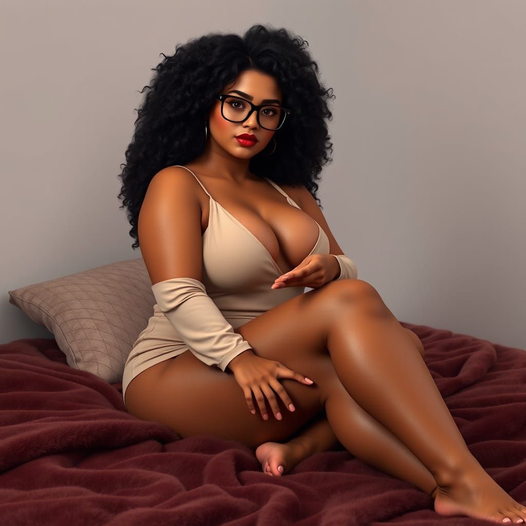 Confident Curvy Woman in 3D Cinematic Style