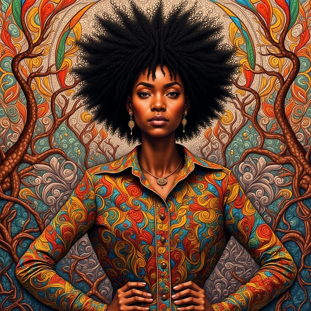 Afrofuturist Goddess in Vibrant Splendor