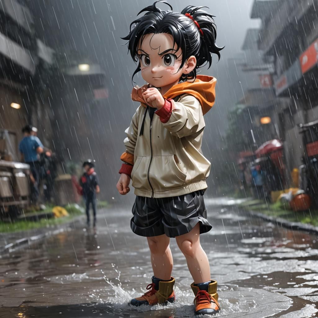 Videl Soaking Wet: Detailed 3D Anime Art