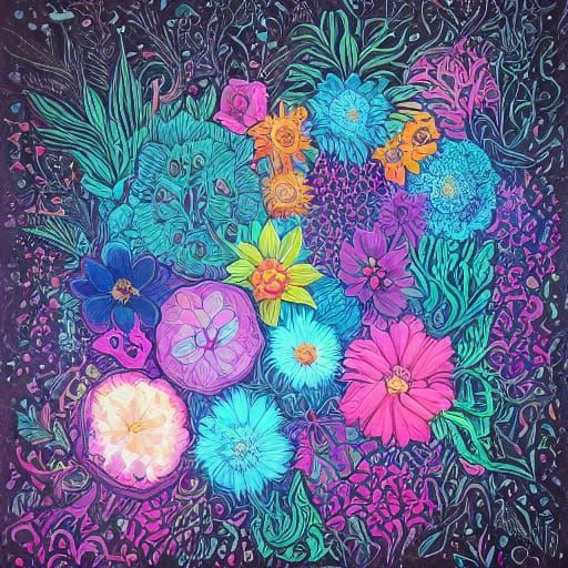 Bioluminescent Ocean Floor Flowers in Blacklight