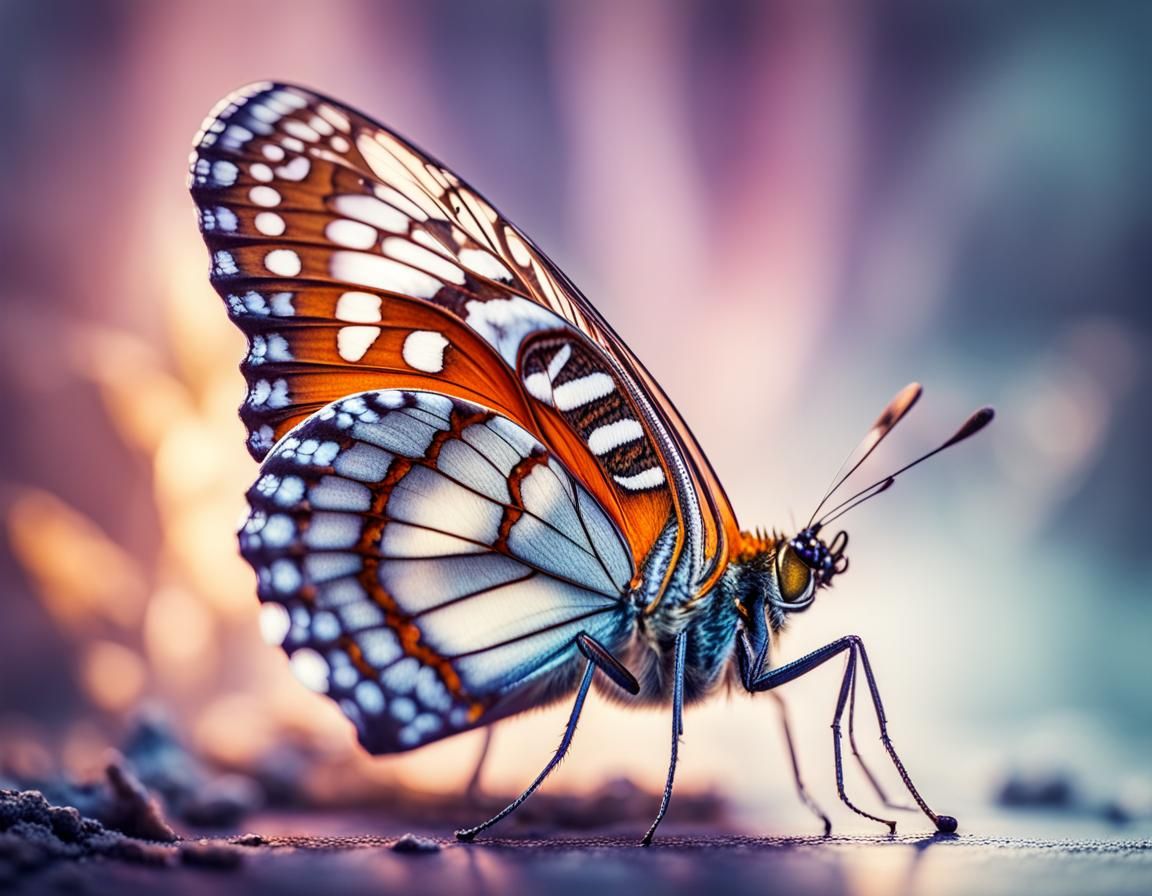 Butterfly Macro Photography in Watercolor Style